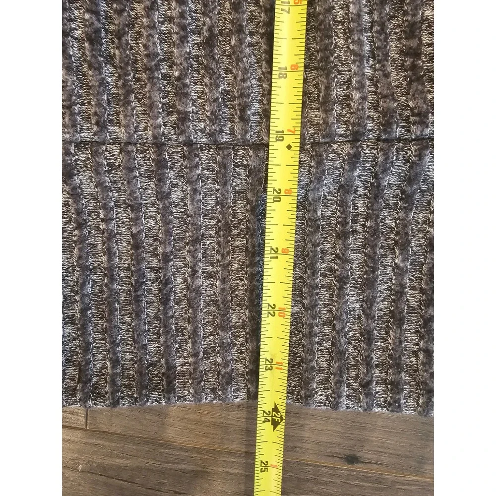 Womens szL EXPRESS Gray Textured Ribbed Deep V Neck Long Sleeve Sweater Top Fall